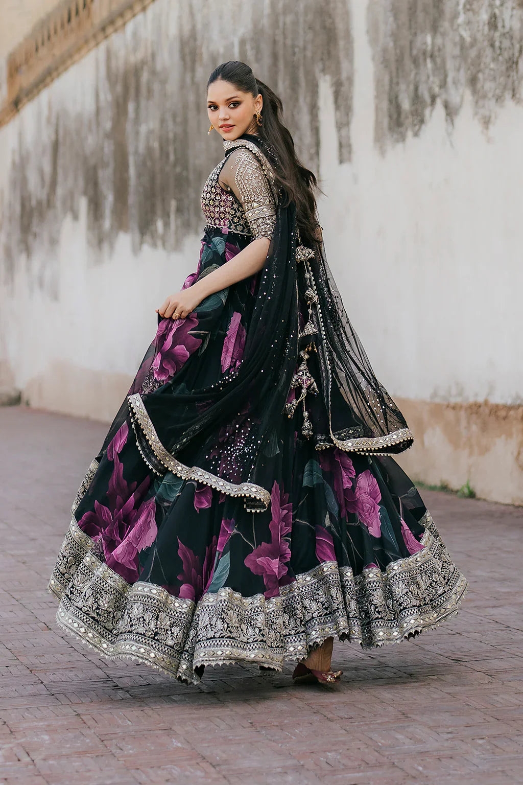 Iznik Chiffon Embroidered & Digital Print Maxi - J0485
