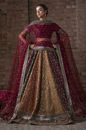 Mina Kashif Raw Silk Lehenga Choli Maxi Embroidered 3 Piece - J2763